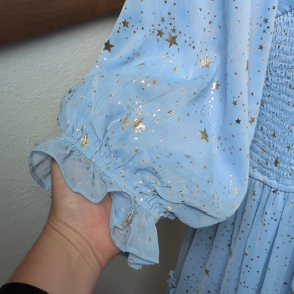 🍋✨ Ivy City Co Baby Blue Starry Nights Dress Size S - Picture 4 of 8